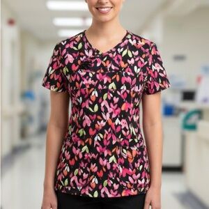 Koi Colorful Buds Floral Scrub Top XS